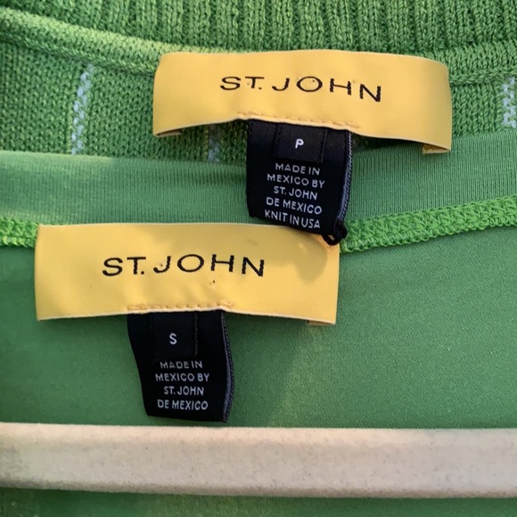 ST. JOHN Green w/White Stripes Sweater Set - Picture 3 of 14